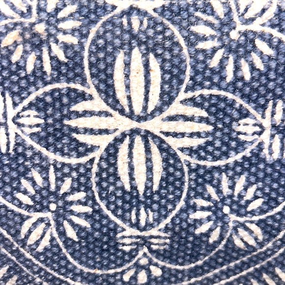 MYRA🌻BAG BOHO Blue Floral Canvas Navy Denim💙Brown LEATHER Handles & Accents - Picture 2 of 16